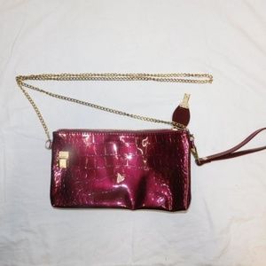 NEW Maroon & Gold Crossbody Wallet with Detachable Strap (Unknown Brand)